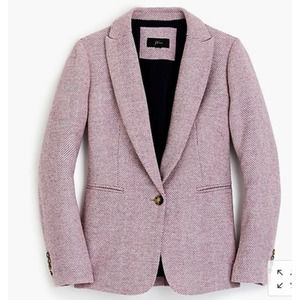 J. Crew Parke Blazer in English Herringbone Wool Pink Sz 4 Single Button Classic